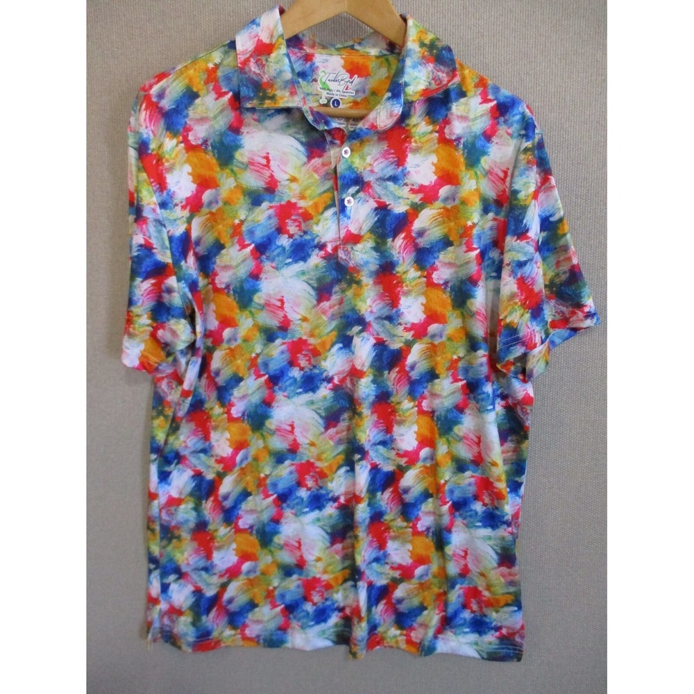 Taylor Bird Bright Brush Stroke Golf Polo Size Large